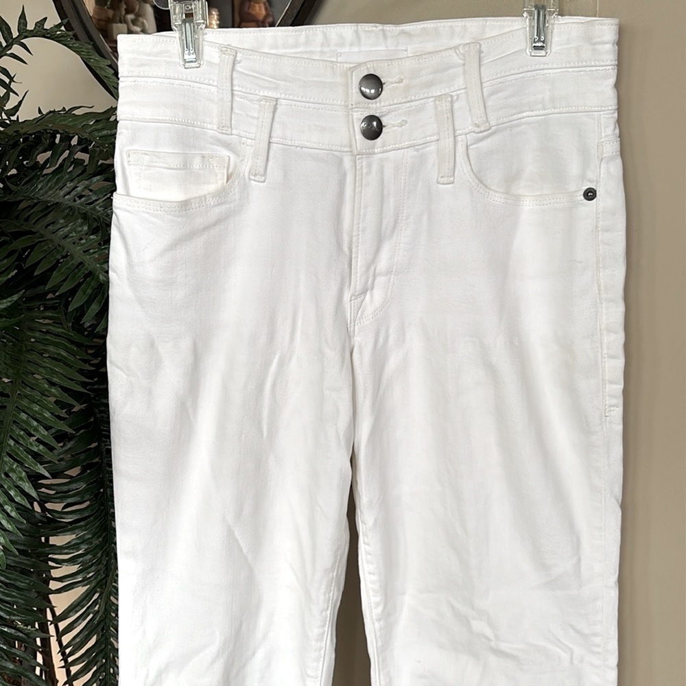 Frame Le Crop Mini Boot White Jeans Cotton Stretch Denim Casual Preppy - Picture 2 of 13